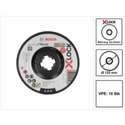 Bosch Expert X-LOCK Standard For Metal Schruppscheibe 125 X 22,23 Mm 10 Stk. ( 10x 2608619366 ) Gekröpfte Schruppscheibe