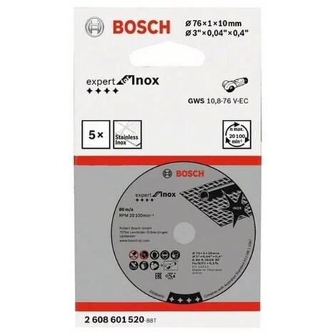 Bosch Trennscheiben Expert For Inox 76 Mm 5 Stück Für GWS 10,8-76 V-EC 4 Bosch Trennscheiben Expert For Inox 76 Mm 5 Stück Für GWS 10,8-76 V-EC – Bild 2