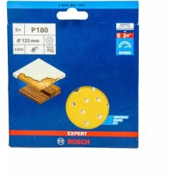 Bosch EXPERT Schleifblatt C470, Ø 125 Mm, Multilochung, P40 - P400, 5er Pack, Holz & Farbe