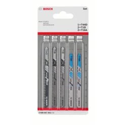 Bosch Accessories 2608667853 Stichsägeblatt-Set Wood And Metal, 5-teilig, Doppelnockenschaft 5 St.