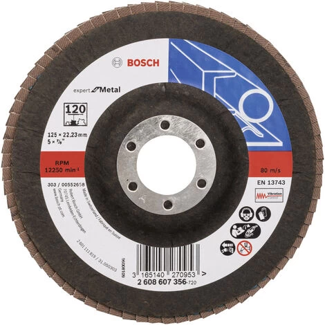 Bosch Accessories 2608607356 X551 Fächerschleifscheibe Durchmesser 125 Mm Bohrungs-Ø 22.33 Mm Stahl 3 Bosch Accessories 2608607356 X551 Fächerschleifscheibe Durchmesser 125 Mm Bohrungs-Ø 22.33 Mm Stahl
